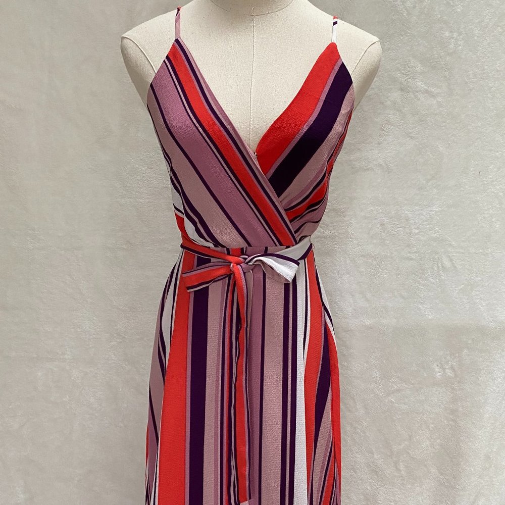 CHARLES HENRY Multi Color Striped Waist Tie MaxiXS
